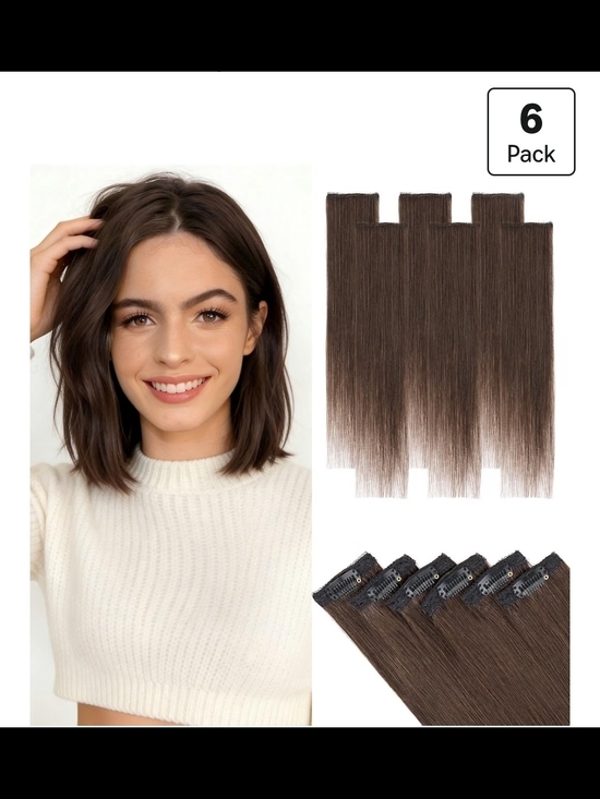 Other - 10 Inch Hairro 6pcs Clip In 100%Real Human Hair Extensions, Single Clip Design